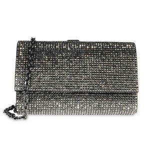 Judith Leiber Gray Crystal & Satin Clutch